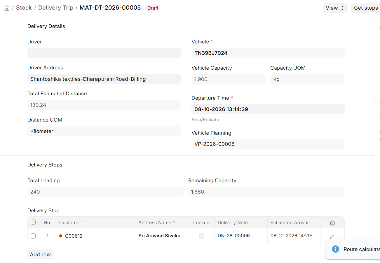 Delivery Trip Planning Console